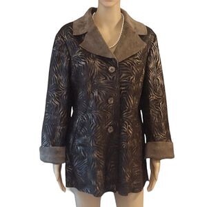 À La Carte Women's Size Medium Soft Brown Button Closure Jacket Coat w/ Pockets